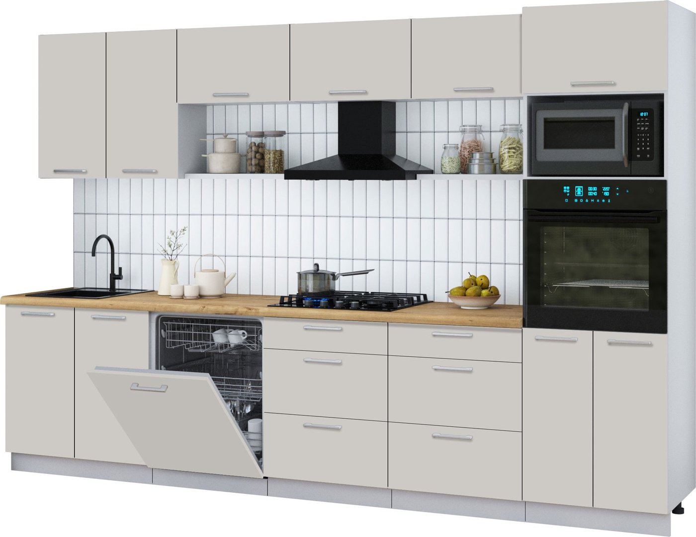 

Готовая кухня Интерлиния Мила Gloss 3.2-ПМ1 (кашемир/кашемир/дуб бунратти)