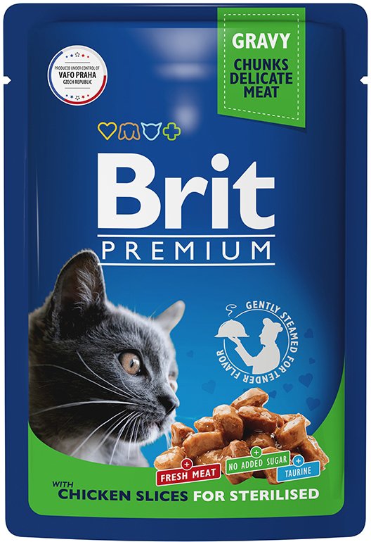 

Пресервы Brit Premium цыпленок в соусе 85 г