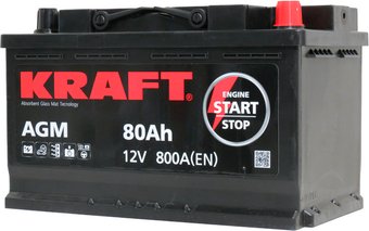Автомобильный аккумулятор KRAFT AGM 80 R+