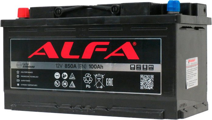 

Автомобильный аккумулятор ALFA Standard 100 L+ (100 А·ч)