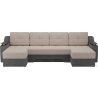 П-образный диван Лига диванов Сенатор 28925 (рогожка, бежевый/серый)