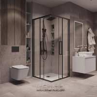 Душевой уголок Grossman Cosmo 80x80x195 300.K33.02.8080.21.00 (черный матовый/прозрачное стекло)