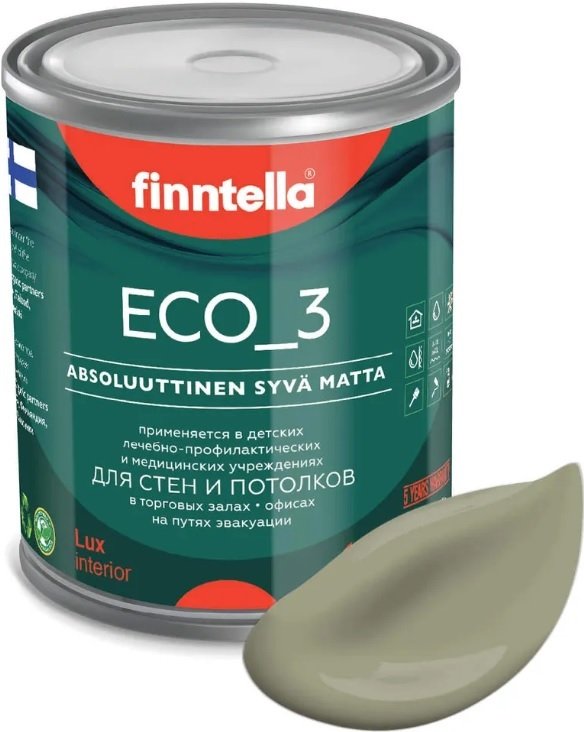 

Краска Finntella Eco 3 Wash and Clean Khaki F-08-1-1-LG79 0.9 л (серо-зеленый)