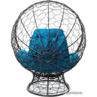 Кресло M-Group Кокос на подставке 11590303 (серый ротанг/голубая подушка)