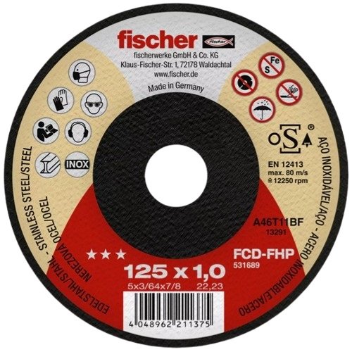 

Отрезной диск Fischer FCD-FHP 125x1x22.23 Inox