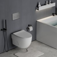 Унитаз подвесной Roxen Porto One Rimless 6 в 1 StounFix Dual Fresh 607036 (кнопка: матовая)