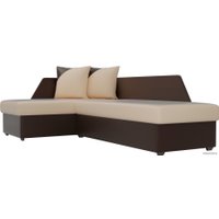 Угловой диван Лига диванов Андора 102680 (левый, экокожа, бежевый/коричневый)