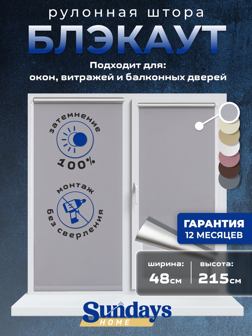 

Рулонные шторы Sundays Home LM 168-07 48x215 (серый)