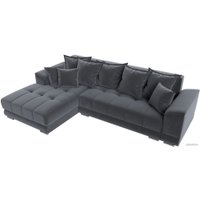 Угловой диван Лига диванов НордСтар левый 121110L (велюр серый/подушки велюр серый)