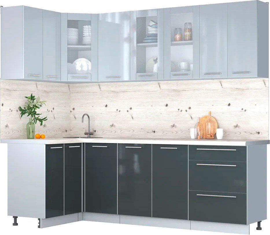 

Готовая кухня Интерлиния Мила Пластик 1.2x2.4 (туманный глянец/антрацит/бискайская сосна)