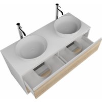  ЗОВ Тумба под умывальник со столешницей Парма 120 (белый/галифакс/белая столешница)