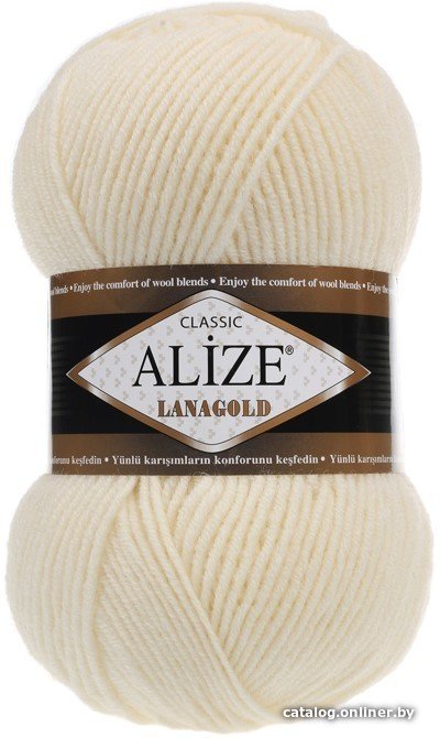 Пряжа для вязания Alize Lanagold 01 (240 м, кремовый)