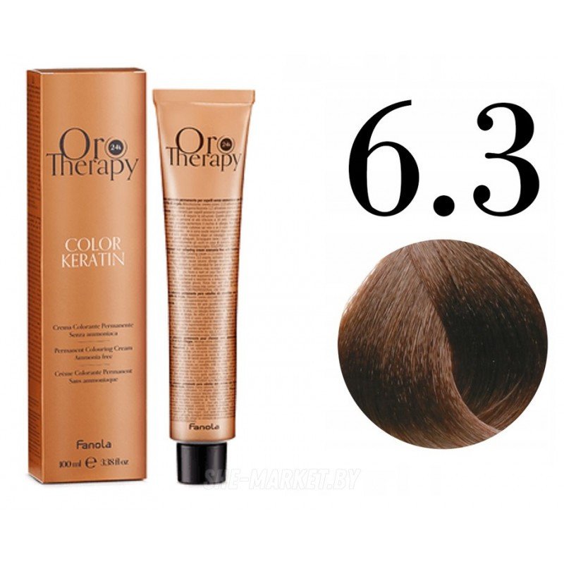 

Крем-краска Fanola ORO Therapy Color Keratin 6.3 темный золотой блонд 100 мл
