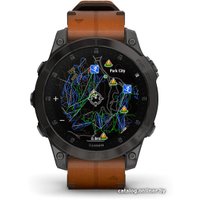Умные часы Garmin Epix Sapphire Gen 2 (черный титан/каштановый кожа)