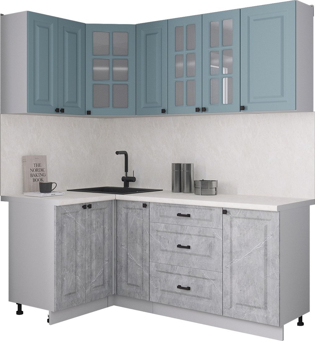 

Готовая кухня Интерлиния Мила Деко 1.2x1.9 (керамика/океан/опал светлый)