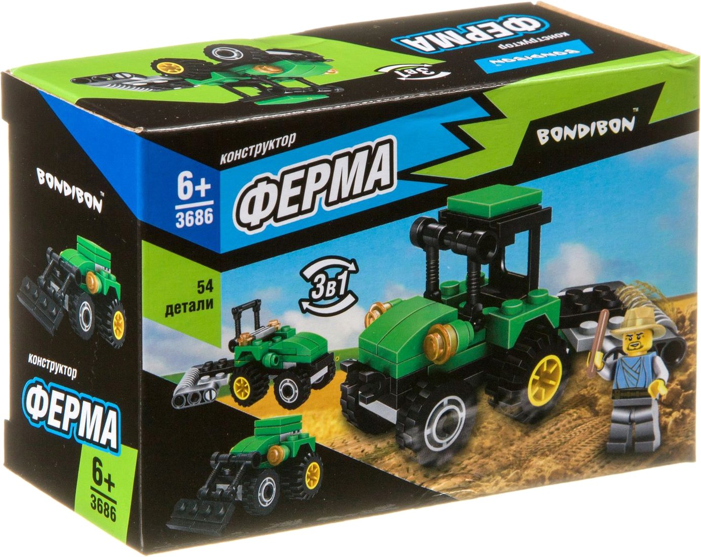 Конструктор Bondibon Bondibon Ферма ВВ3686 Трактор