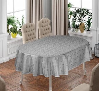 Скатерть DO&CO Karanfil Овальная 160x220 12225 (серый)