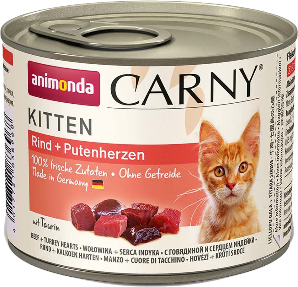 

Консервированный корм для кошек Animonda Carny Kitten с говядиной и сердцем индейки 0.2 кг