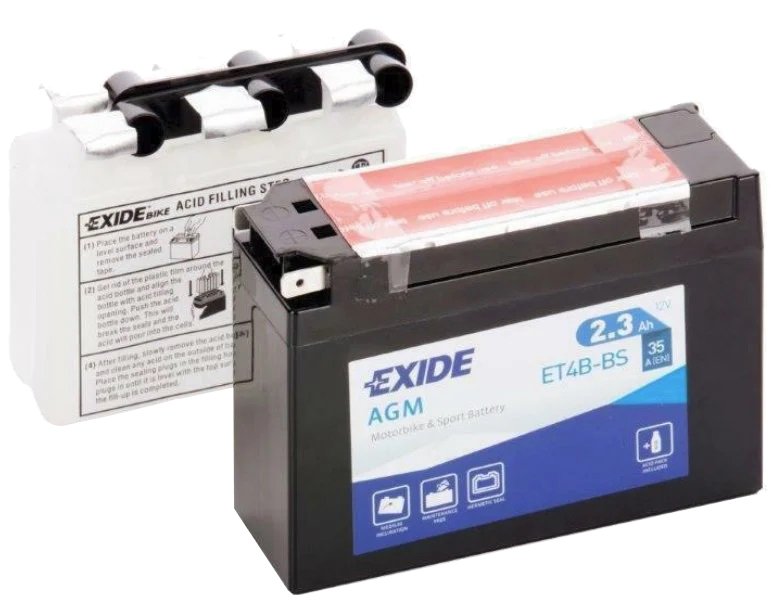 

Мотоциклетный аккумулятор Exide ET4B-BS (2.3 А·ч)