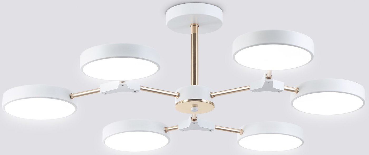 

Люстра средней высоты Ambrella FL516333/6 WH/FGD (белый/золото)