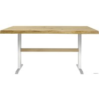 Кухонный стол Buro7 Двутавр 150 (с обзолом и сучками, дуб натуральный/белый)