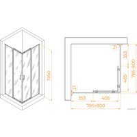 Душевой уголок RGW PA-030 3508103088-21 80x80 (хром/матовое-сатинат стекло)