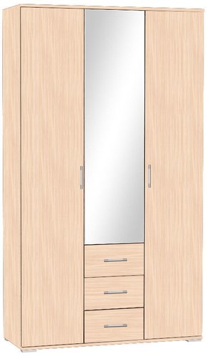 Шкаф распашной МДК ГШ2-1 3-х створчатый с ящиками 2120x1200x450 (дуб млечный)