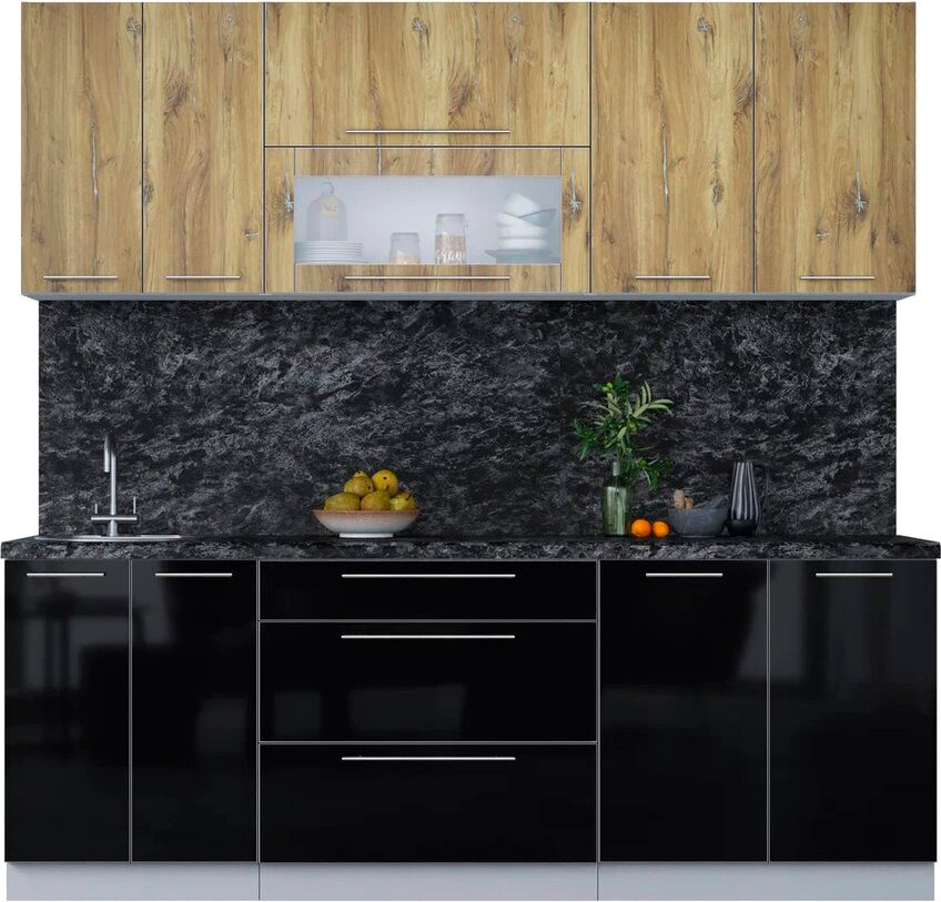 

Кухонный модуль Интерлиния Мила Пластик 2.2 В (дуб эпоксид/черный/кастилло темный)