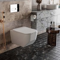 Унитаз подвесной Roxen BOro One Rimless 6 в 1 StounFix Dual Fresh 594218 (кнопка: хром)