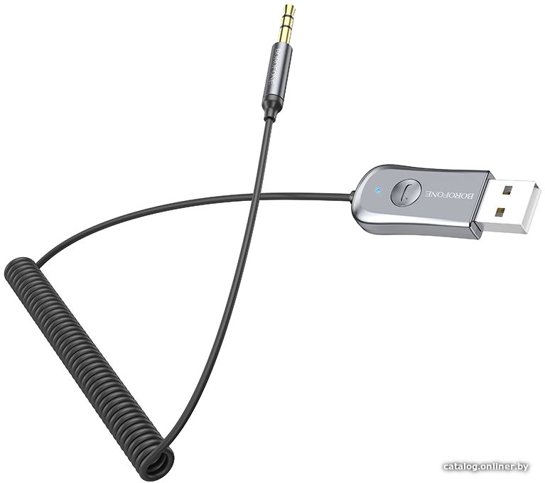 Адаптер Borofone BC44 3.5 Jack - USB Type-A (1.2 м, серый)