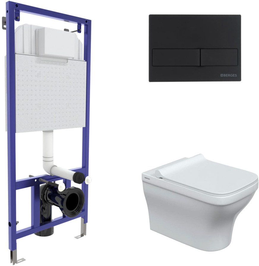 

Унитаз подвесной Berges Wasserhaus Strati Rimless + Strati Slim SO + Novum 525 + L5 042449