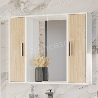 Francesca Шкаф с зеркалом Eco 90 (дуб/белый)