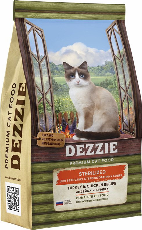 

Сухой корм для кошек Dezzie Sterilized Cat (для стерилизованных с индейкой и курицей) 10 кг