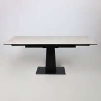 Кухонный стол Lepremo AV 2119 МДФ+керамика раздвижной 1200-1800x800 (серый матовый Carmen Light Grey/черный)