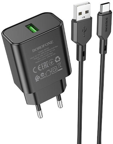 

Сетевое зарядное Borofone BA72A USB Type-C (черный)