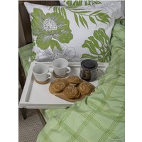 Евро комплект постельного белья Amore Mio Сатин Тропик Евро 24893 (зеленый/белый)