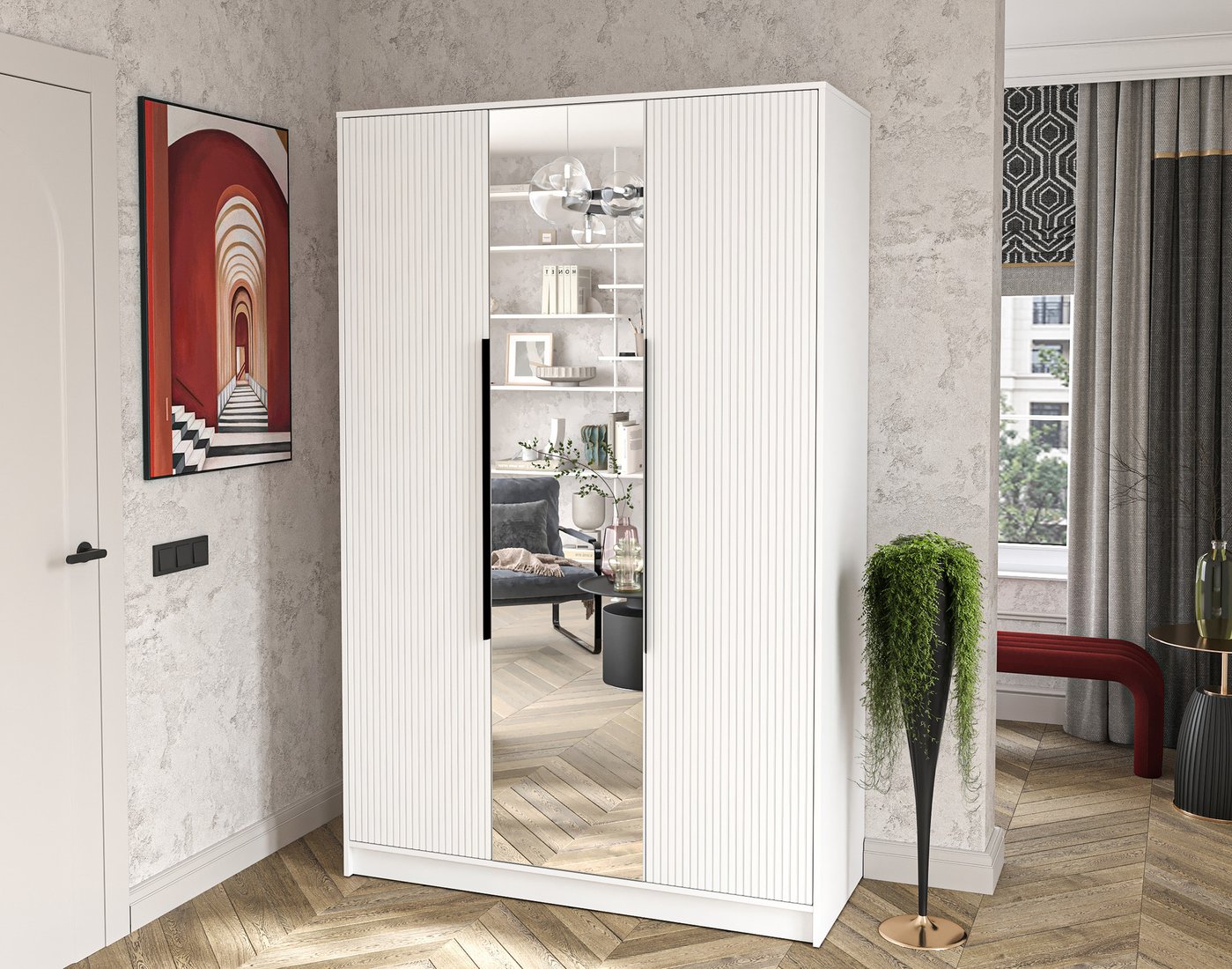 

Шкаф распашной Интерлиния Концепт Лайн КТ-Ш3з (белый платинум/белый)