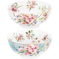 Набор салатников Elan Gallery Яблоневый цвет на голубом + Яблоневый цвет на белом 420786