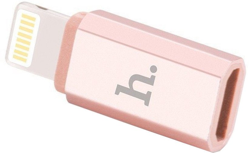 Адаптер Hoco 6957531025740 microUSB - Lightning (розовое золото)