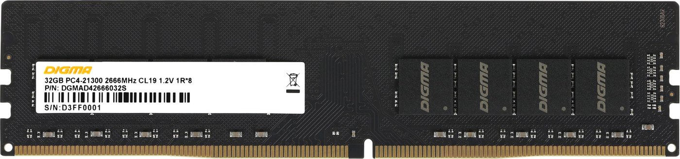 

Оперативная память Digma 32ГБ DDR4 2666 МГц DGMAD42666032S