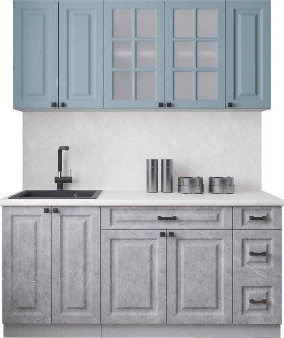 

Готовая кухня Интерлиния Мила Деко 1.7А (керамика/океан/опал светлый)