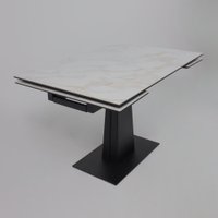 Кухонный стол Lepremo AV 2119 МДФ+керамика раздвижной 1200-1800x800 (белый глянцевый Carla Larkin/черный)