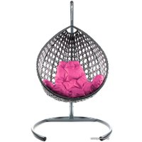 Подвесное кресло M-Group Капля Люкс 11030308 (серый ротанг/розовая подушка)