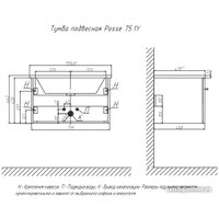  Velvex Тумба под умывальник Posse 75 tpPOS.75.1Y-235 (верде)
