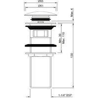 Донный клапан Jaquar ALD-BLM-729L130