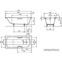 Ванна Kaldewei Saniform Plus Star 335 170x70 (с ручками и ножками)