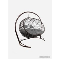 Подвесной диван M-Group Лежебока 11180209 (с коричневым ротангом/серая подушка)