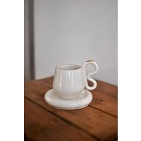 Чашка Ceramicmay с блюдцем 250 мл (белый с золотом)