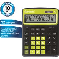 Бухгалтерский калькулятор BRAUBERG Extra Color-12-BKLG 250477 (черный/салатовый)