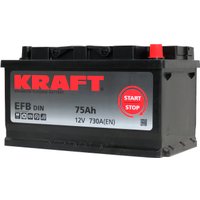 Автомобильный аккумулятор KRAFT EFB 75 R+